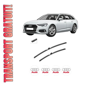 Set stergatoare auto AUDI A6 C8 (4A2) din 2018-2021, pentru parbriz auto, 2 bucati, Bosch Aerotwin, din cauciuc siliconat rezistent, 4 Stickere Auto AUDI
