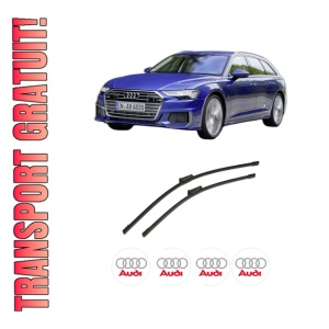 Set stergatoare auto AUDI A6 C8 Avant (4A5) din 2018-2023, pentru parbriz auto, 2 bucati, Bosch Aerotwin, din cauciuc siliconat rezistent, 4 Stickere Auto AUDI