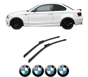 Set stergatoare auto BMW Seria 1 Coupe (E82) din 2007-2013, pentru parbriz auto, 2 bucati, Bosch Aerotwin, din cauciuc siliconat rezistent, 4 Stickere Auto BMW Seria - Img 2