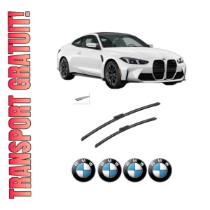 Set stergatoare auto BMW Seria 4 Coupe (G22, G82) din 2020-2024, pentru parbriz auto, 2 bucati, Bosch Aerotwin, din cauciuc siliconat rezistent, 4 Stickere Auto BMW Seria