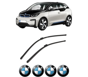 Set stergatoare auto BMW Seria i3 (I01) din 2013-2017, pentru parbriz auto, 2 bucati, Bosch Aerotwin, din cauciuc siliconat rezistent, 4 Stickere Auto BMW Seria - Img 2