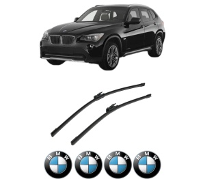 Set stergatoare auto BMW Seria X1 (E84) din 2009-2015, pentru parbriz auto, 2 bucati, Bosch Aerotwin, din cauciuc siliconat rezistent, 4 Stickere Auto BMW Seria - Img 2