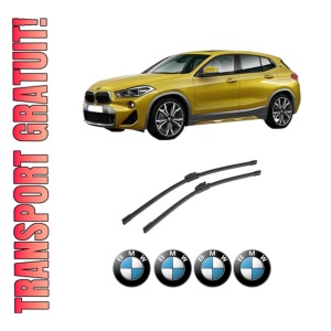 Set stergatoare auto BMW Seria X2 (F39) din 2017-2023, pentru parbriz auto, 2 bucati, Bosch Aerotwin, din cauciuc siliconat rezistent, 4 Stickere Auto BMW Seria