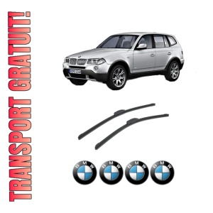 Set stergatoare auto BMW Seria X3 (E83) din 2003-2011, pentru parbriz auto, 2 bucati, Bosch Aerotwin Retrofit, din cauciuc siliconat rezistent, 4 Stickere Auto BMW Seria