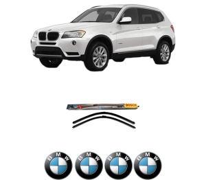 Set stergatoare auto BMW Seria X3 (F25) din 2010-2017, pentru parbriz auto, 2 bucati, Bosch Aerotwin, din cauciuc siliconat rezistent, 4 Stickere Auto BMW Seria - Img 2