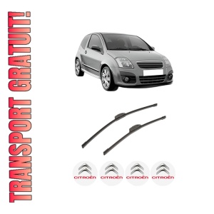 Set stergatoare auto CITROEN C2 (JM_) din 2003-2012, pentru parbriz auto, 2 bucati, Bosch Aerotwin Retrofit, din cauciuc siliconat rezistent, 4 Stickere Auto CITROEN
