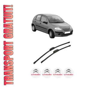 Set stergatoare auto CITROEN C3 I (FC_, FN_) din 2002-2012, pentru parbriz auto, 2 bucati, Bosch Aerotwin Retrofit, din cauciuc siliconat rezistent, 4 Stickere Auto CITROEN