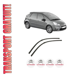 Set stergatoare auto CITROEN C4 PICASSO I MPV (UD_) din 2006-2013, pentru parbriz auto, 2 bucati, Bosch Aerotwin, din cauciuc siliconat rezistent, 4 Stickere Auto CITROEN