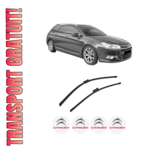 Set stergatoare auto CITROEN C5 III Break (RW_) din 2008-2017, pentru parbriz auto, 2 bucati, Bosch Aerotwin, din cauciuc siliconat rezistent, 4 Stickere Auto CITROEN