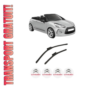 Set stergatoare auto CITROEN DS3 Convertible din 2013-2015, pentru parbriz auto, 2 bucati, Bosch Aerotwin, din cauciuc siliconat rezistent, 4 Stickere Auto CITROEN