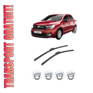 Set stergatoare auto DACIA LOGAN II din 2012-2019, pentru parbriz auto, 2 bucati, Bosch Aerotwin Retrofit, din cauciuc siliconat rezistent, 4 Stickere Auto DACIA