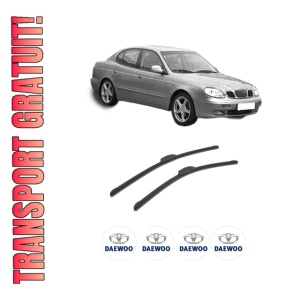 Set stergatoare auto DAEWOO LEGANZA (KLAV) din 1997-2004, pentru parbriz auto, 2 bucati, Bosch Aerotwin Retrofit, din cauciuc siliconat rezistent, 4 Stickere Auto DAEWOO