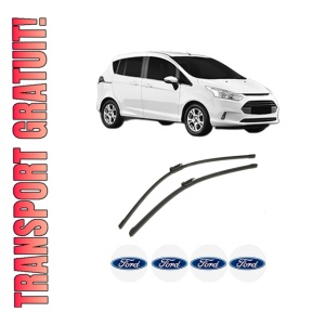 Set stergatoare auto FORD B-MAX Van (JK) din 2012-2015, pentru parbriz auto, 2 bucati, Bosch Aerotwin, din cauciuc siliconat rezistent, 4 Stickere Auto FORD