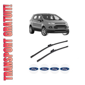 Set stergatoare auto FORD ECOSPORT din 2012-2022, pentru parbriz auto, 2 bucati, Bosch Aerotwin, din cauciuc siliconat rezistent, 4 Stickere Auto FORD