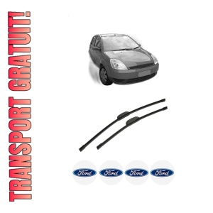 Set stergatoare auto FORD FIESTA V (JH_, JD_) din 2001-2008, pentru parbriz auto, 2 bucati, Bosch Aerotwin Retrofit, din cauciuc siliconat rezistent, 4 Stickere Auto FORD