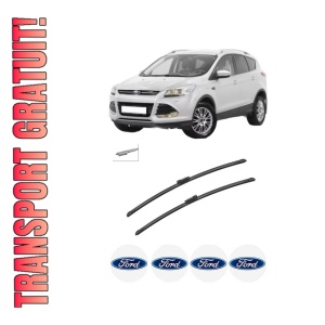Set stergatoare auto FORD KUGA II (DM2) din 2012-2019, pentru parbriz auto, 2 bucati, Bosch Aerotwin, din cauciuc siliconat rezistent, 4 Stickere Auto FORD