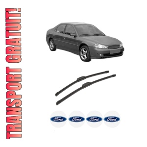 Set stergatoare auto FORD MONDEO II (BAP) din 1996-2000, pentru parbriz auto, 2 bucati, Bosch Aerotwin Retrofit, din cauciuc siliconat rezistent, 4 Stickere Auto FORD