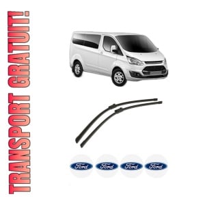 Set stergatoare auto FORD TRANSIT CUSTOM V362 Bus (F3) din 2012-2023, pentru parbriz auto, 2 bucati, Bosch Aerotwin, din cauciuc siliconat rezistent, 4 Stickere Auto FORD
