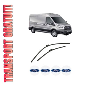 Set stergatoare auto FORD TRANSIT V363 Van (FCD, FDD) din 2013-2024, pentru parbriz auto, 2 bucati, Bosch Aerotwin, din cauciuc siliconat rezistent, 4 Stickere Auto FORD