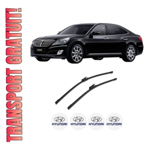 Set stergatoare auto HYUNDAI EQUUS / CENTENNIAL (VI) din 2009-2016, pentru parbriz auto, 2 bucati, Bosch Aerotwin, din cauciuc siliconat rezistent, 4 Stickere Auto HYUNDAI