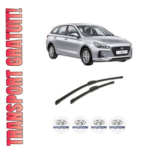 Set stergatoare auto HYUNDAI i30 Kombi Van (PDE) din 2017-2020, pentru parbriz auto, 2 bucati, Bosch Aerotwin Retrofit, din cauciuc siliconat rezistent, 4 Stickere Auto HYUNDAI