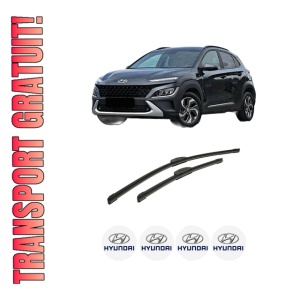 Set stergatoare auto HYUNDAI KONA SUV Van (OS, OSE, OSI) din 2017-2019, pentru parbriz auto, 2 bucati, Bosch Aerotwin Retrofit, din cauciuc siliconat rezistent, 4 Stickere Auto HYUNDAI