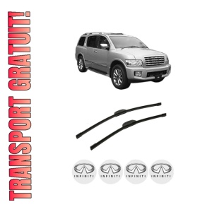 Set stergatoare auto INFINITI QX56 din 2003-2014, pentru parbriz auto, 2 bucati, Bosch Aerotwin Retrofit, din cauciuc siliconat rezistent, 4 Stickere Auto INFINITI