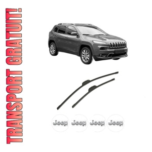Set stergatoare auto JEEP CHEROKEE (KL) din 2013-2018, pentru parbriz auto, 2 bucati, Bosch Aerotwin Retrofit, din cauciuc siliconat rezistent, 4 Stickere Auto JEEP
