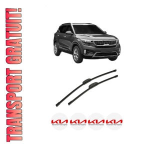 Set stergatoare auto KIA SELTOS (SP2, SP2I) din 2019-2022, pentru parbriz auto, 2 bucati, Bosch Aerotwin Retrofit, din cauciuc siliconat rezistent, 4 Stickere Auto KIA
