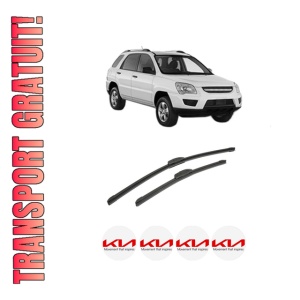 Set stergatoare auto KIA SPORTAGE II (JE_, KM_) din 2004-2010, pentru parbriz auto, 2 bucati, Bosch Aerotwin Retrofit, din cauciuc siliconat rezistent, 4 Stickere Auto KIA