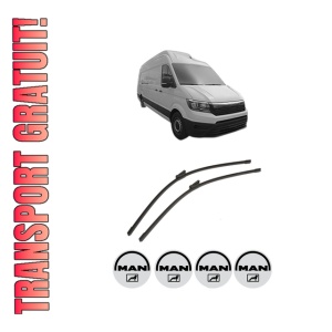 Set stergatoare auto MAN TGE Van din 2017-2024, pentru parbriz auto, 2 bucati, Bosch Aerotwin, din cauciuc siliconat rezistent, 4 Stickere Auto MAN