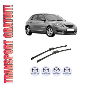 Set stergatoare auto MAZDA 3 (BK) din 2003-2009, pentru parbriz auto, 2 bucati, Bosch Aerotwin Retrofit, din cauciuc siliconat rezistent, 4 Stickere Auto MAZDA