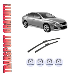 Set stergatoare auto MAZDA 6 Saloon (GH) din 2007-2013, pentru parbriz auto, 2 bucati, Bosch Aerotwin Retrofit, din cauciuc siliconat rezistent, 4 Stickere Auto MAZDA
