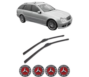 Set stergatoare auto MERCEDES-BENZ C-CLASS T-Model (S203) din 2001-2007, pentru parbriz auto, 2 bucati, Bosch Aerotwin, din cauciuc siliconat rezistent, 4 Stickere Auto MERCEDES-BENZ - Img 2