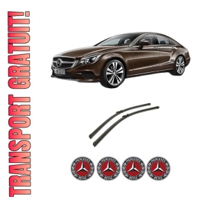 Set stergatoare auto MERCEDES-BENZ CLS (C218) din 2011-2017, pentru parbriz auto, 2 bucati, Bosch Aerotwin, din cauciuc siliconat rezistent, 4 Stickere Auto MERCEDES-BENZ
