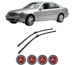 Set stergatoare auto MERCEDES-BENZ E-CLASS Platform/Chassis (VF211) din 2003-2009, pentru parbriz auto, 2 bucati, Bosch Aerotwin, din cauciuc siliconat rezistent, 4 Stickere Auto MERCEDES-BENZ - Img 2