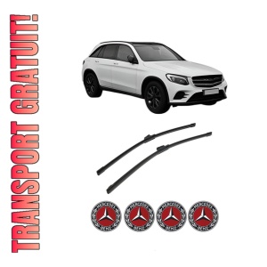 Set stergatoare auto MERCEDES-BENZ GLC (X253) din 2015-2022, pentru parbriz auto, 2 bucati, Bosch Aerotwin, din cauciuc siliconat rezistent, 4 Stickere Auto MERCEDES-BENZ
