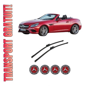 Set stergatoare auto MERCEDES-BENZ SLC (R172) din 2016-2018, pentru parbriz auto, 2 bucati, Bosch Aerotwin, din cauciuc siliconat rezistent, 4 Stickere Auto MERCEDES-BENZ