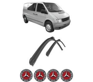 Set stergatoare auto MERCEDES-BENZ VITO Bus (W638) din 1996-2003, pentru parbriz auto, 2 bucati, Bosch Aerotwin Retro Truck, din cauciuc siliconat rezistent, 4 Stickere Auto MERCEDES-BENZ - Img 2