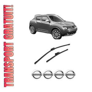 Set stergatoare auto NISSAN JUKE (F15) din 2010-2019, pentru parbriz auto, 2 bucati, Bosch Aerotwin, din cauciuc siliconat rezistent, 4 Stickere Auto NISSAN