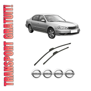Set stergatoare auto NISSAN MAXIMA / MAXIMA QX V (A33) din 2000-2003, pentru parbriz auto, 2 bucati, Bosch Aerotwin Retrofit, din cauciuc siliconat rezistent, 4 Stickere Auto NISSAN