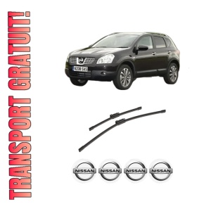 Set stergatoare auto NISSAN QASHQAI +2 VAN (JJ10E) din 2008-2014, pentru parbriz auto, 2 bucati, Bosch Aerotwin, din cauciuc siliconat rezistent, 4 Stickere Auto NISSAN