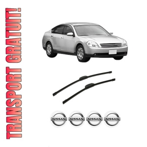 Set stergatoare auto NISSAN TEANA I (J31) din 2003-2008, pentru parbriz auto, 2 bucati, Bosch Aerotwin Retrofit, din cauciuc siliconat rezistent, 4 Stickere Auto NISSAN