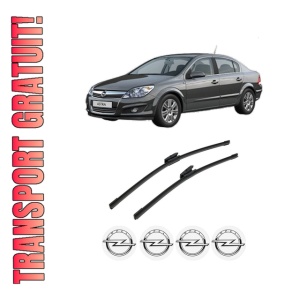 Set stergatoare auto OPEL ASTRA H Saloon (A04) din 2007-2014, pentru parbriz auto, 2 bucati, Bosch Aerotwin Multi, din cauciuc siliconat rezistent, 4 Stickere Auto OPEL