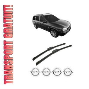 Set stergatoare auto OPEL CORSA B Estate (S93) din 1999-2002, pentru parbriz auto, 2 bucati, Bosch Aerotwin Retrofit, din cauciuc siliconat rezistent, 4 Stickere Auto OPEL