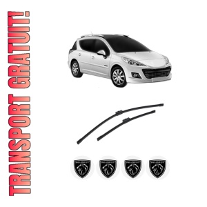 Set stergatoare auto PEUGEOT 207 SW Estate Van (WK_) din 2007-2012, pentru parbriz auto, 2 bucati, Bosch Aerotwin, din cauciuc siliconat rezistent, 4 Stickere Auto PEUGEOT
