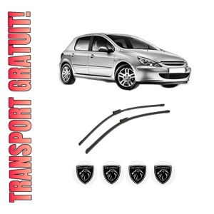 Set stergatoare auto PEUGEOT 307 (3A/C) din 2000-2012, pentru parbriz auto, 2 bucati, Bosch Aerotwin, din cauciuc siliconat rezistent, 4 Stickere Auto PEUGEOT