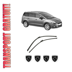 Set stergatoare auto PEUGEOT 5008 (0U_, 0E_) din 2009-2017, pentru parbriz auto, 2 bucati, Bosch Aerotwin, din cauciuc siliconat rezistent, 4 Stickere Auto PEUGEOT