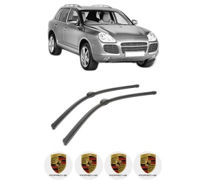 Set stergatoare auto PORSCHE CAYENNE (9PA) din 2002-2010, pentru parbriz auto, 2 bucati, Bosch Aerotwin, din cauciuc siliconat rezistent, 4 Stickere Auto PORSCHE - Img 2