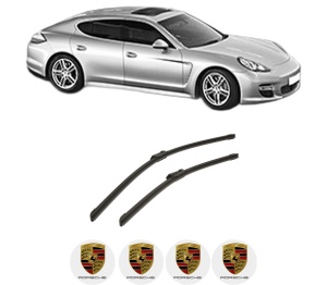 Set stergatoare auto PORSCHE PANAMERA (970) din 2012-2016, pentru parbriz auto, 2 bucati, Bosch Aerotwin, din cauciuc siliconat rezistent, 4 Stickere Auto PORSCHE - Img 2